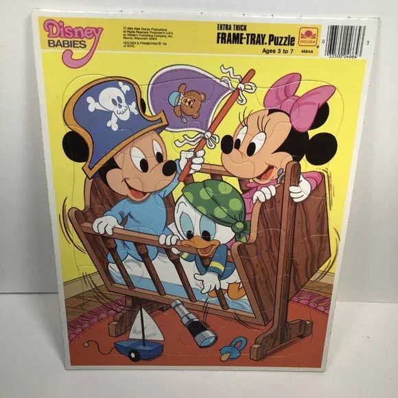Golden DISNEY BABIES frame puzzle Walt Disney cartoon toy-room tray 1984 - Picture 1 of 5